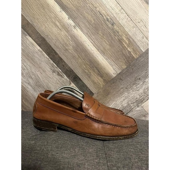 TODs  Brown Leather Penny Loafer Mens 10 Wood Bottom Shoes Made In Italy Tod main image 4